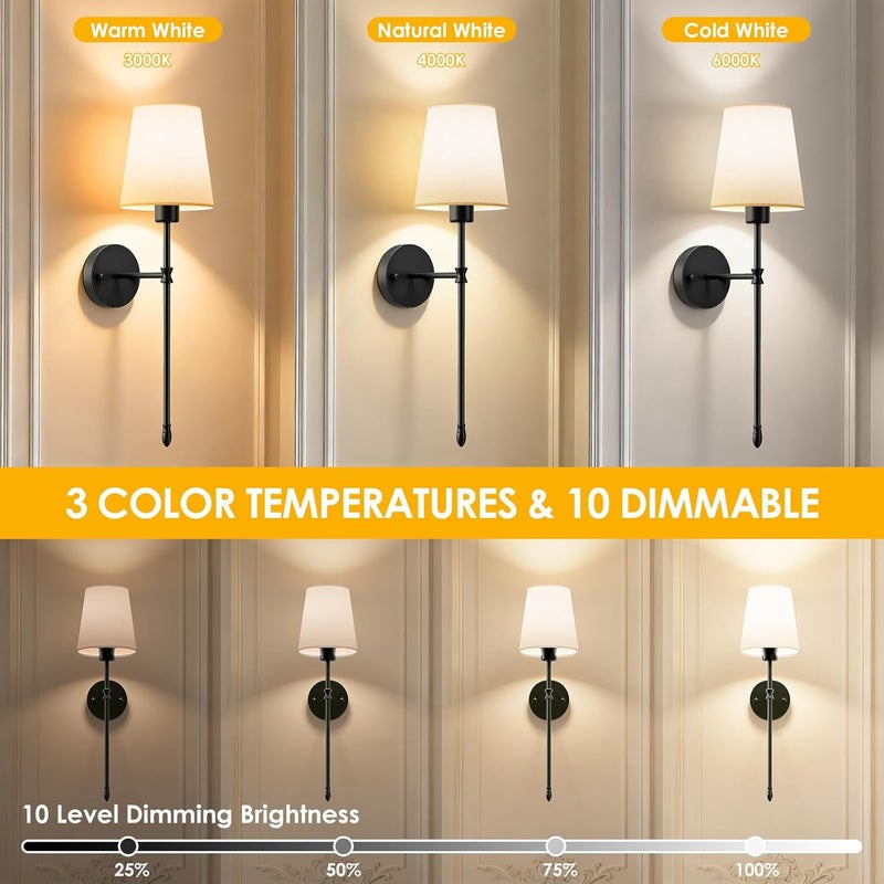 OCATO Battery Operated Wall Sconce: 10000mAh Wireless Wall Sconces Set of Two Rechargeable Lamp Dimmable Magnetic Lights with 7 RGB Colors and Remote Walls Decor for Bedroom Living Room Hallway - Image 3